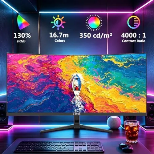 The Z-Edge 34 inch Curved Gaming Monitor, WQHD 1440P 200Hz 144Hz compared in context