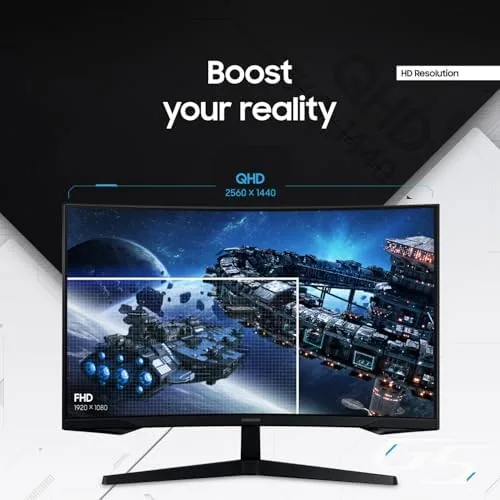 Detail shot of the Samsung 32" Odyssey (G55C) Series QHD 1000R Curved Gaming Monitor features