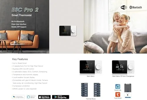 Another view of the Wi-Fi Smart Thermostat Programmable - Compatible with Alexa, Google Assistant