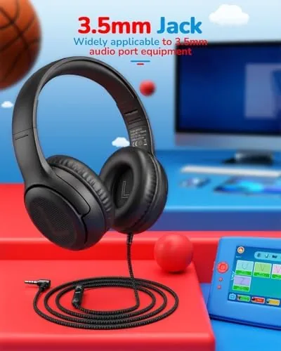 Another view of the awatrue AT2 Kids Headphones for School Travel, 85/94dB Safe Volume