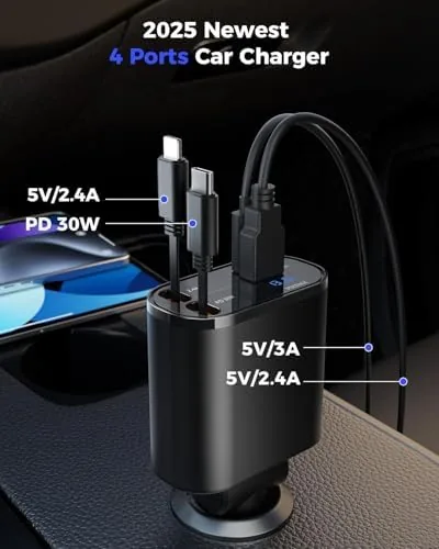 The Retractable Car Charger, 4-in-1 Fast Phone Charger Adapter | Dual compared in context