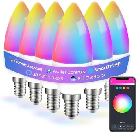 Overview of the 6 Pack E12 Smart Bulbs, Alexa WiFi Candelabra Smart Light