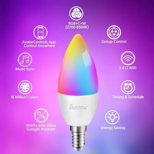 Close look at the 6 Pack E12 Smart Bulbs, Alexa WiFi Candelabra Smart Light build quality