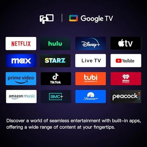 A movie scene playing on the FPD 32-inch Google TV in a bedroom