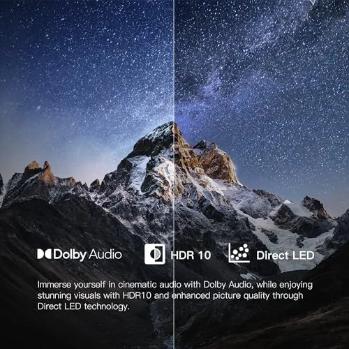 The FPD 32-inch television next to a larger 4K set for size comparison