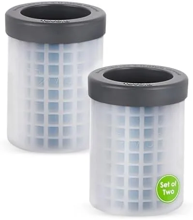 A clean glass of cold brew with mini cylinder ice cubes floating at the top