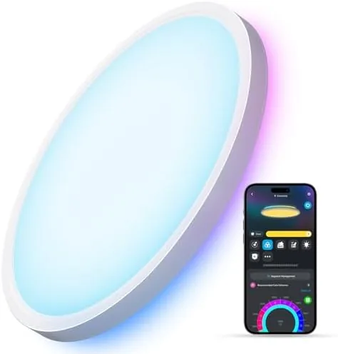 The Govee RGBIC smart ceiling light mounted on a white ceiling