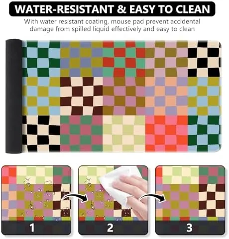 The iCasso Desk Mat,Cute Desk Cover for Women,35.4x15.7in,Checkered | Computer Mat in real use