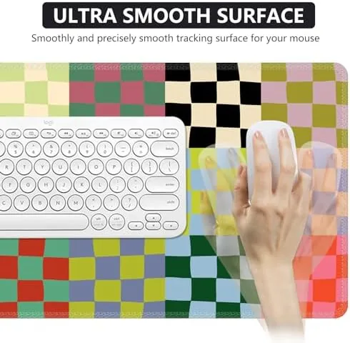 Another view of the iCasso Desk Mat,Cute Desk Cover for Women,35.4x15.7in,Checkered | Computer Mat