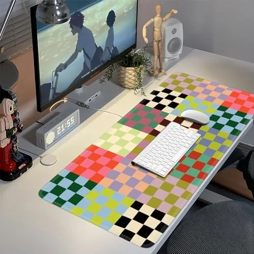 The iCasso Desk Mat,Cute Desk Cover for Women,35.4x15.7in,Checkered | Computer Mat compared in context