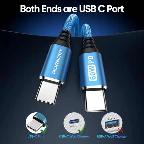 Close look at the USB C to USB C Cable, 6FT 5-Pack Type C build quality