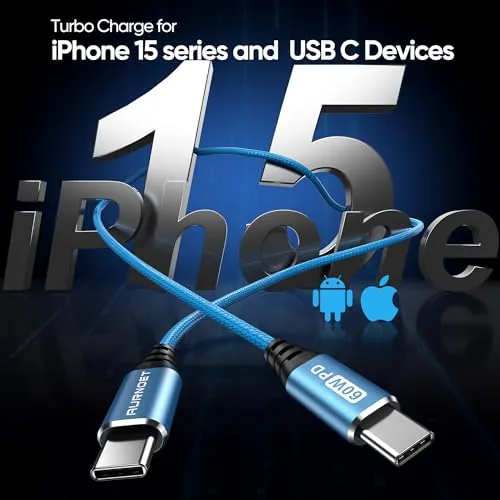Another view of the USB C to USB C Cable, 6FT 5-Pack Type C