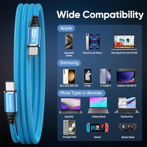 The USB C to USB C Cable, 6FT 5-Pack Type C compared in context