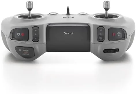 The controller screen showing the live camera view and flight telemetry