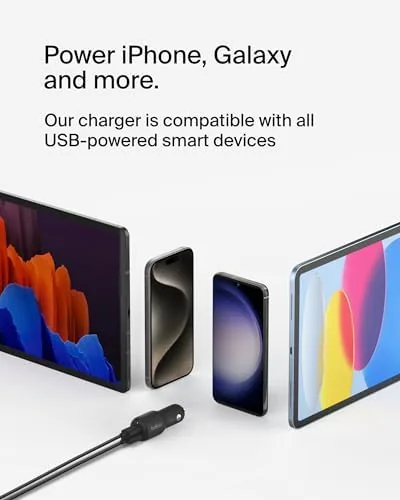 The Belkin BoostCharge 42W Car Charger with USB-C to C Cable in real use