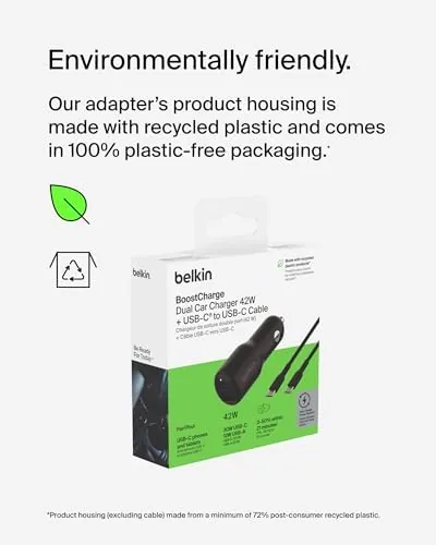 The Belkin BoostCharge 42W Car Charger with USB-C to C Cable compared in context