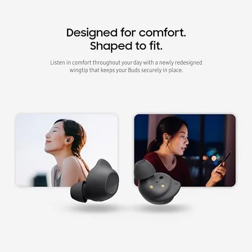 A close view of the wing-tip design on the Galaxy Buds FE