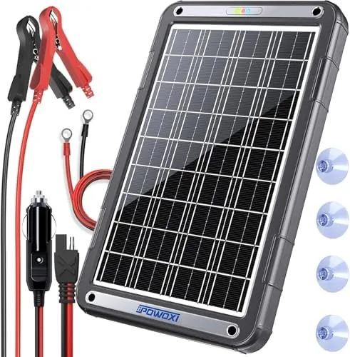 Overview of the POWOXI 15W 12V Solar Battery Charger Trickle Maintainer Kit for