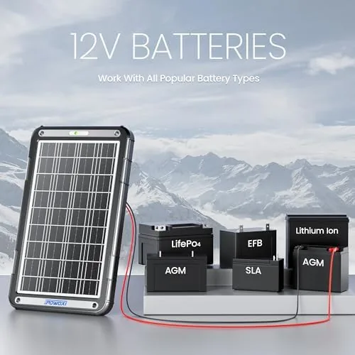 The POWOXI 15W 12V Solar Battery Charger Trickle Maintainer Kit for compared in context