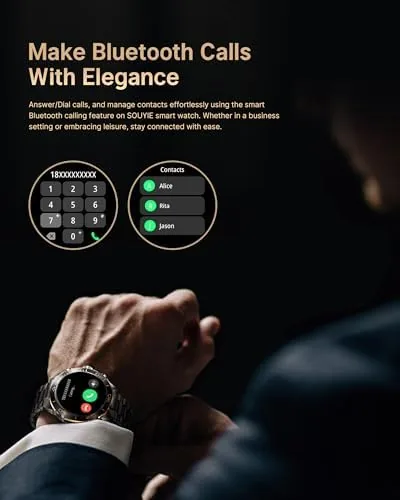 Close look at the SOUYIE Luxury Smart Watch for Men Bluetooth Call, 1.43" AMOLED build quality
