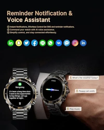 Detail shot of the SOUYIE Luxury Smart Watch for Men Bluetooth Call, 1.43" AMOLED features