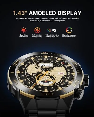 The SOUYIE Luxury Smart Watch for Men Bluetooth Call, 1.43" AMOLED in real use