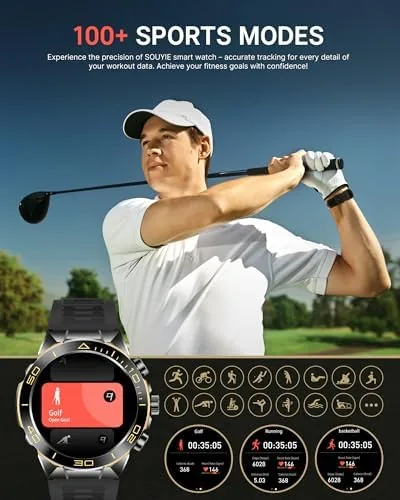 Another view of the SOUYIE Luxury Smart Watch for Men Bluetooth Call, 1.43" AMOLED