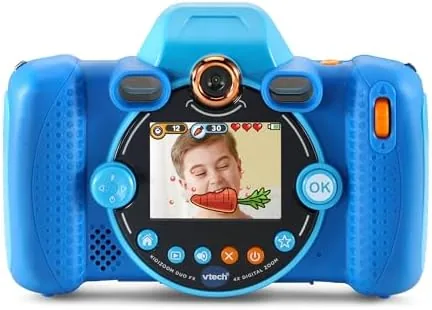 A child holding the KidiZoom Duo Camera FX to take a selfie