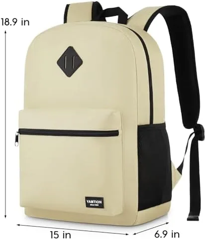 Another view of the YAMTION School Backpack,Unisex Classic Bookbag Teens Schoolbag with USB Port
