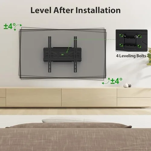 The TV tilted downward on the mount to reduce glare from a window