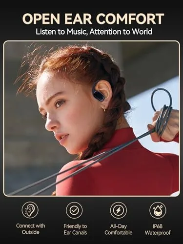 Detail shot of the DEMICEA True Wireless Bone Conduction Earphones, OWS Open Ear Headphones features