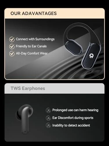 The DEMICEA True Wireless Bone Conduction Earphones, OWS Open Ear Headphones in real use