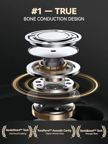 Another view of the DEMICEA True Wireless Bone Conduction Earphones, OWS Open Ear Headphones