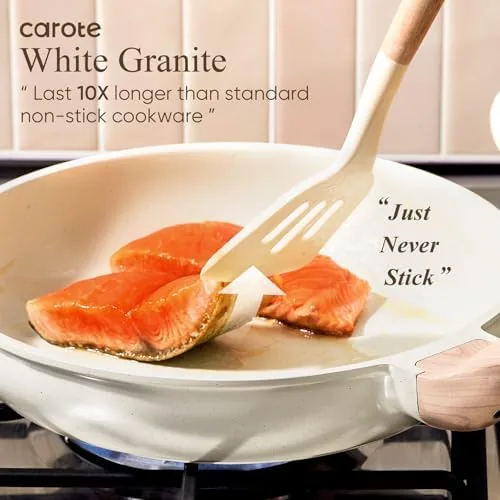 A frying pan from the CAROTE set cooking an egg with no sticking