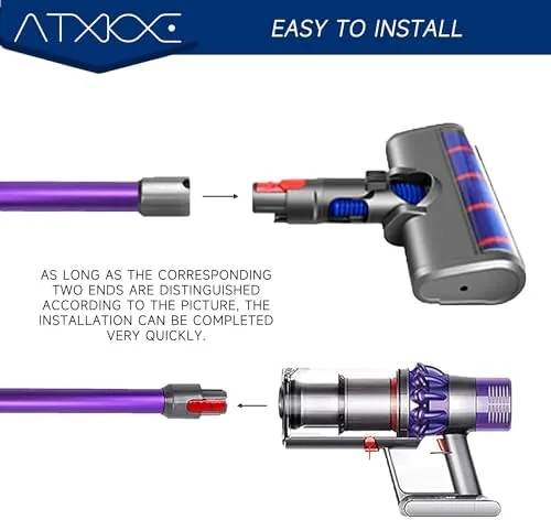 The ATXKXE wand next to a Dyson branded wand and a vacuum without a wand