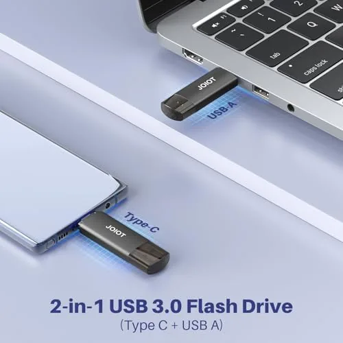 Close look at the JOIOT 128GB USB C Flash Drive Dual USB 3.0 Flash build quality
