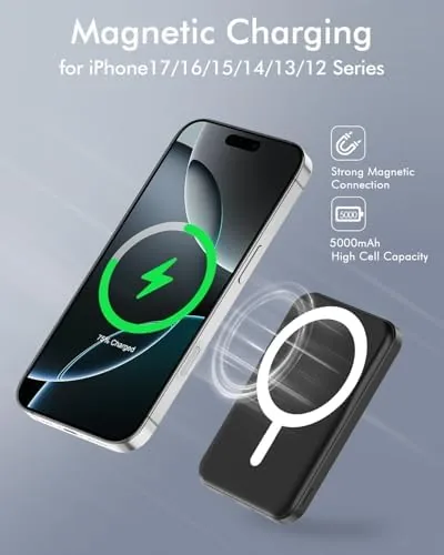 The podoru power bank plugged into an iPhone with its USB-C cable