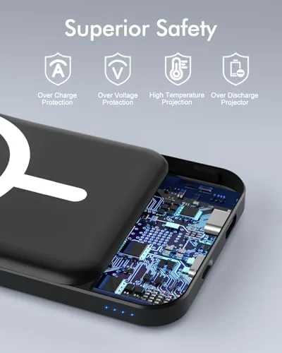 The podoru power bank charging an iPhone wirelessly on a desk