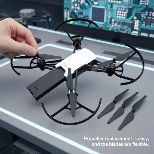 A Tello propeller being fitted onto the drone motor