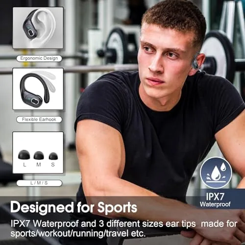 Close up of the over ear hook and in ear driver on a Wireless Earbuds 75H bud