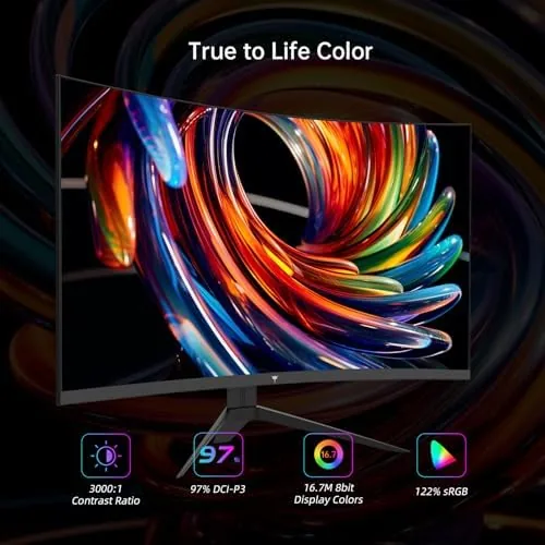 Detail shot of the KTC 32 Inch Curved Gaming Monitor, FHD 1080p 165Hz Curve features