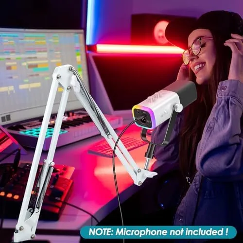 Close look at the White Boom Arm for Fifine AM8 - White Mic Arm build quality