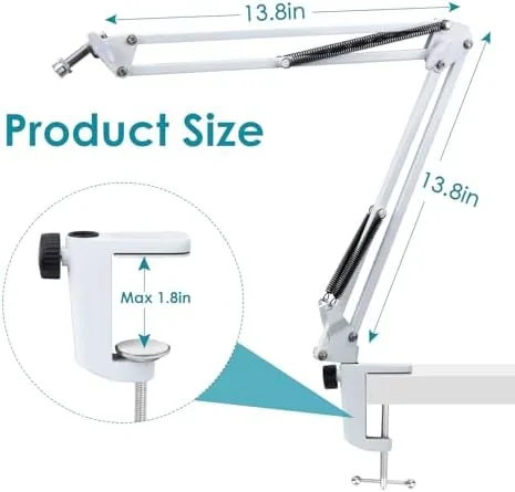 The White Boom Arm for Fifine AM8 - White Mic Arm in real use