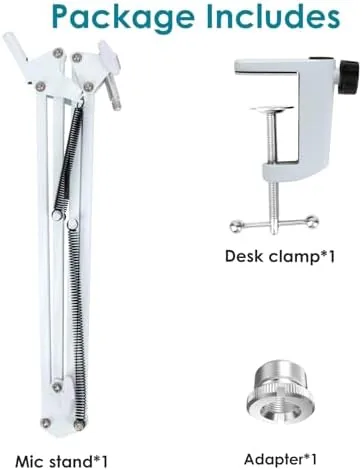 Another view of the White Boom Arm for Fifine AM8 - White Mic Arm