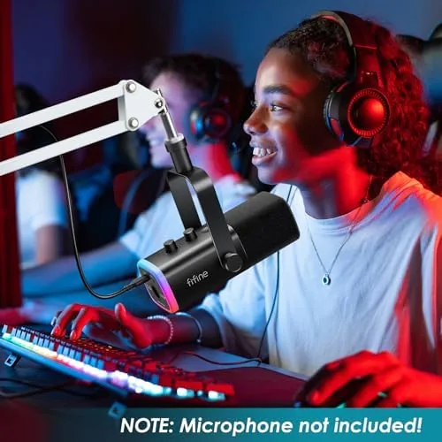 The White Boom Arm for Fifine AM8 - White Mic Arm compared in context