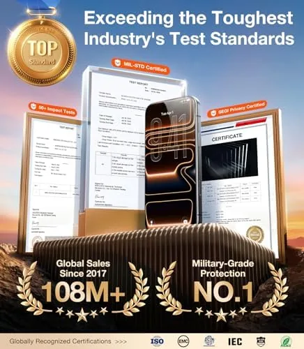 Close look at the UltraGlass TOP 9H+ Armor for iPhone 15 Pro Privacy Screen build quality