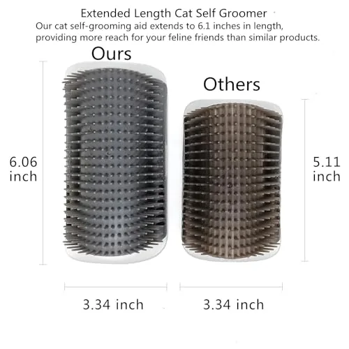 A short haired cat rubbing its cheek against the wall mounted miwoowim groomer