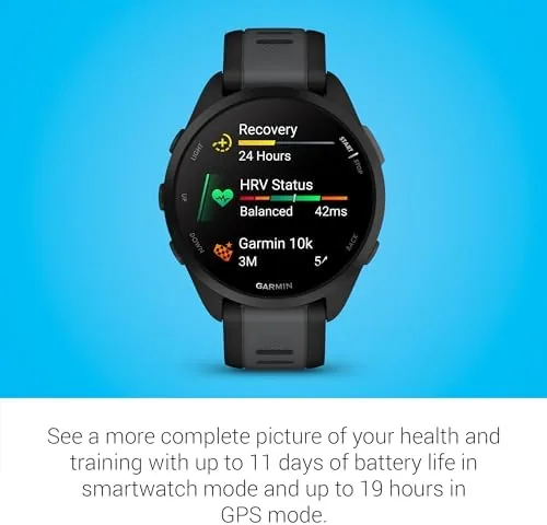 The Forerunner 165 next to a higher end Forerunner watch