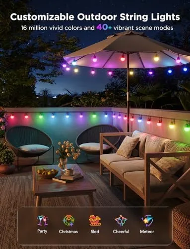 Close look at the Govee Smart Outdoor String Lights 2, 144ft RGBIC Patio Lights build quality