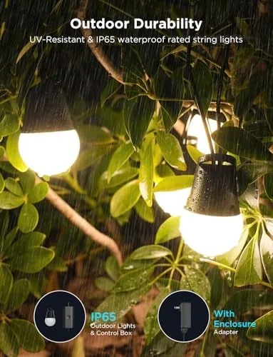 The Govee Smart Outdoor String Lights 2, 144ft RGBIC Patio Lights in real use